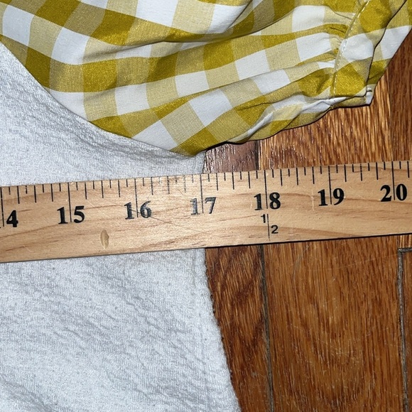 Anthropologie White And butter Yellow Gingham Blair Top small blouse cottagecore - Picture 10 of 13